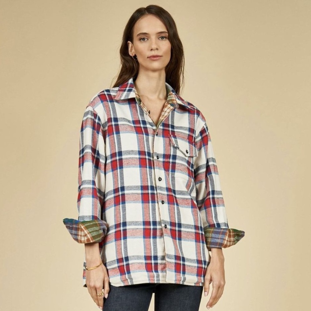 Hunter Bell Reversible Plaid Flannel Shacket Jacket